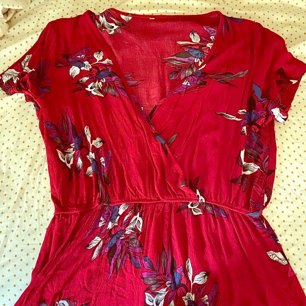 Never Worn Red Floral Romper